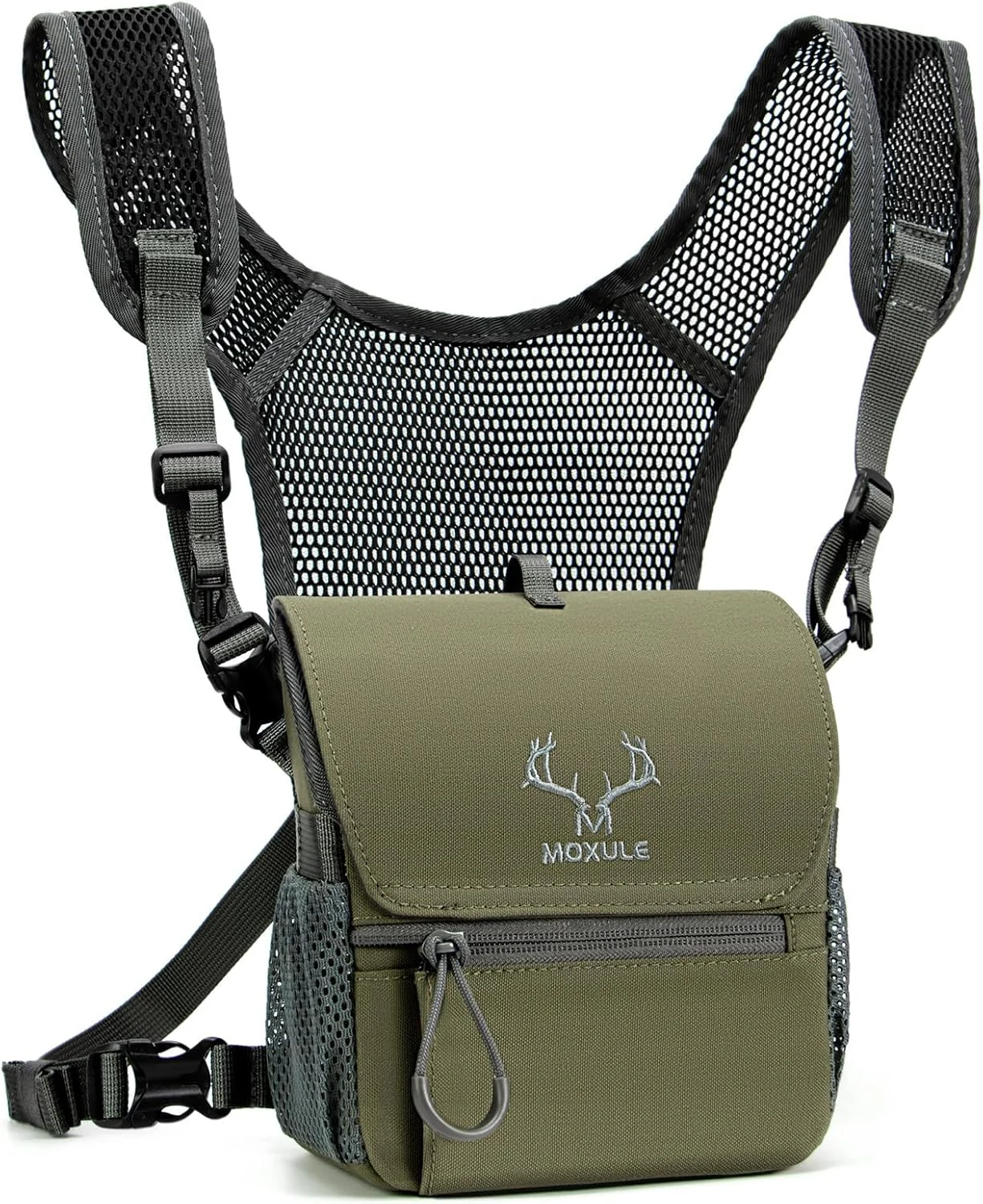 MOXULE Binocular Harness Chest Pack: Bino Case with Magnetic Lid and Rain Cover for Hunting - BINO Lite