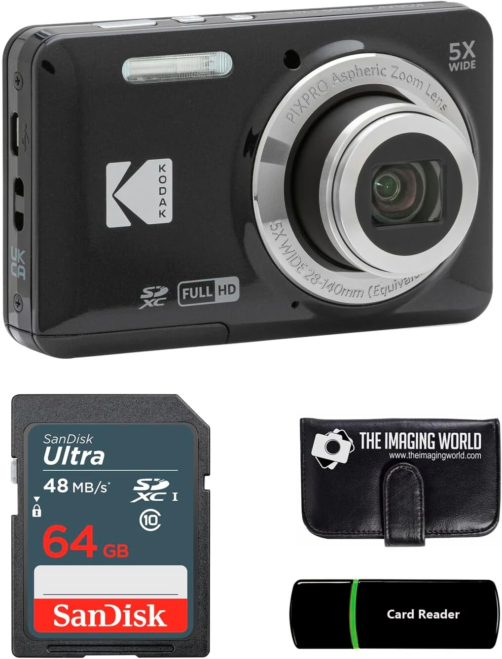 Kodak PIXPRO FZ55 Black 16MP Digital Camera 5X Optical Zoom