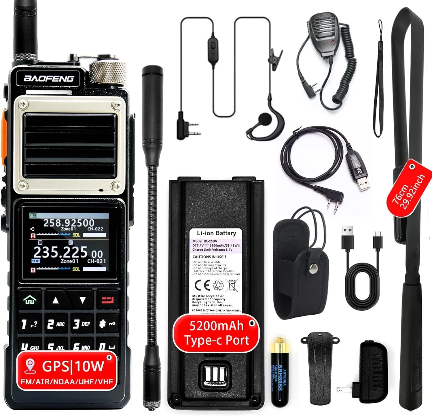 BAOFENG UV-25 PRO 10W Heavy Duty Radio Handheld Tri Band