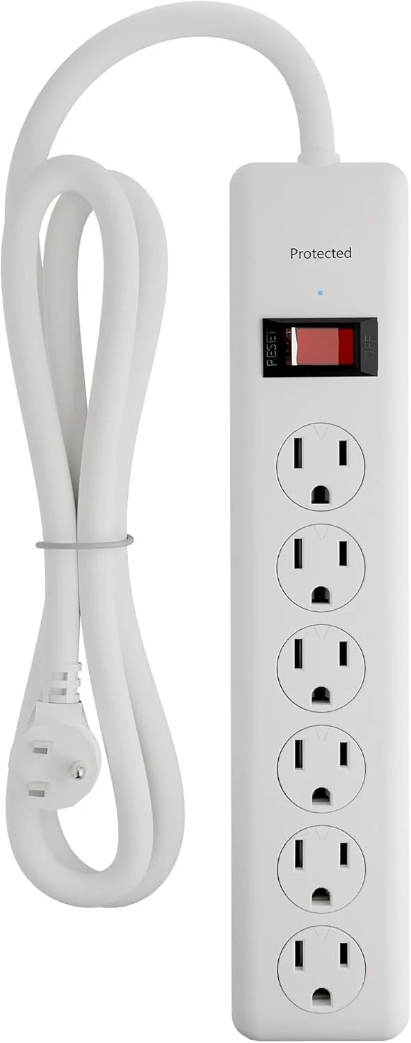 BN-LINK 6-Outlet Power Strip Surge Protector (4-Foot Flat Plug, 600 Joules)