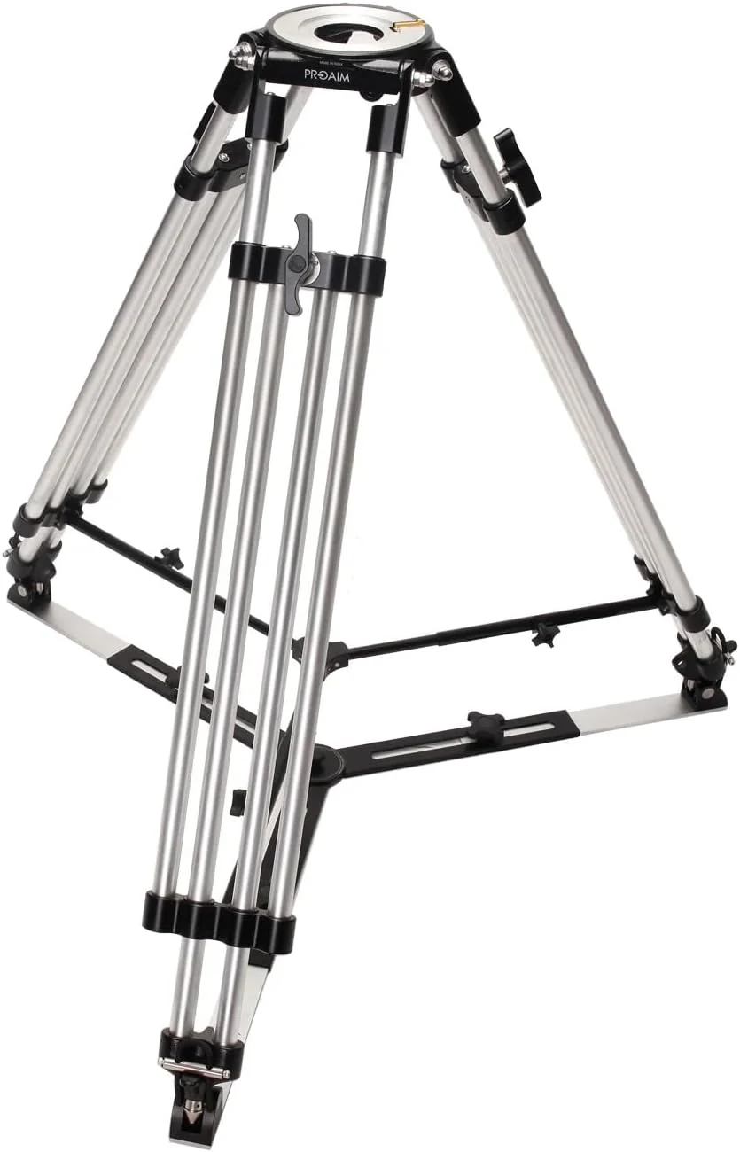 PROAIM Mitchell Heavy-Duty Camera Tripod Stand with Spreader. Twin-Spiked Feet, Aluminum Legs. Height 35-66"