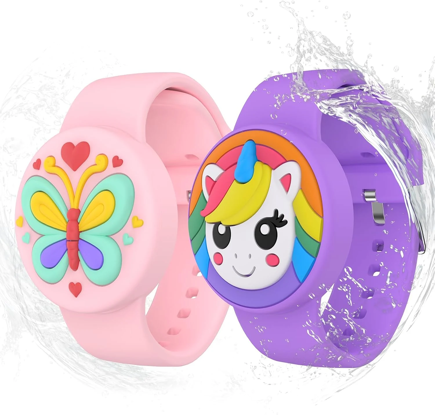 Waterproof Air tag Bracelets for Kids (2 Pack) - Soft Silicone Hidden Air tag Wristband