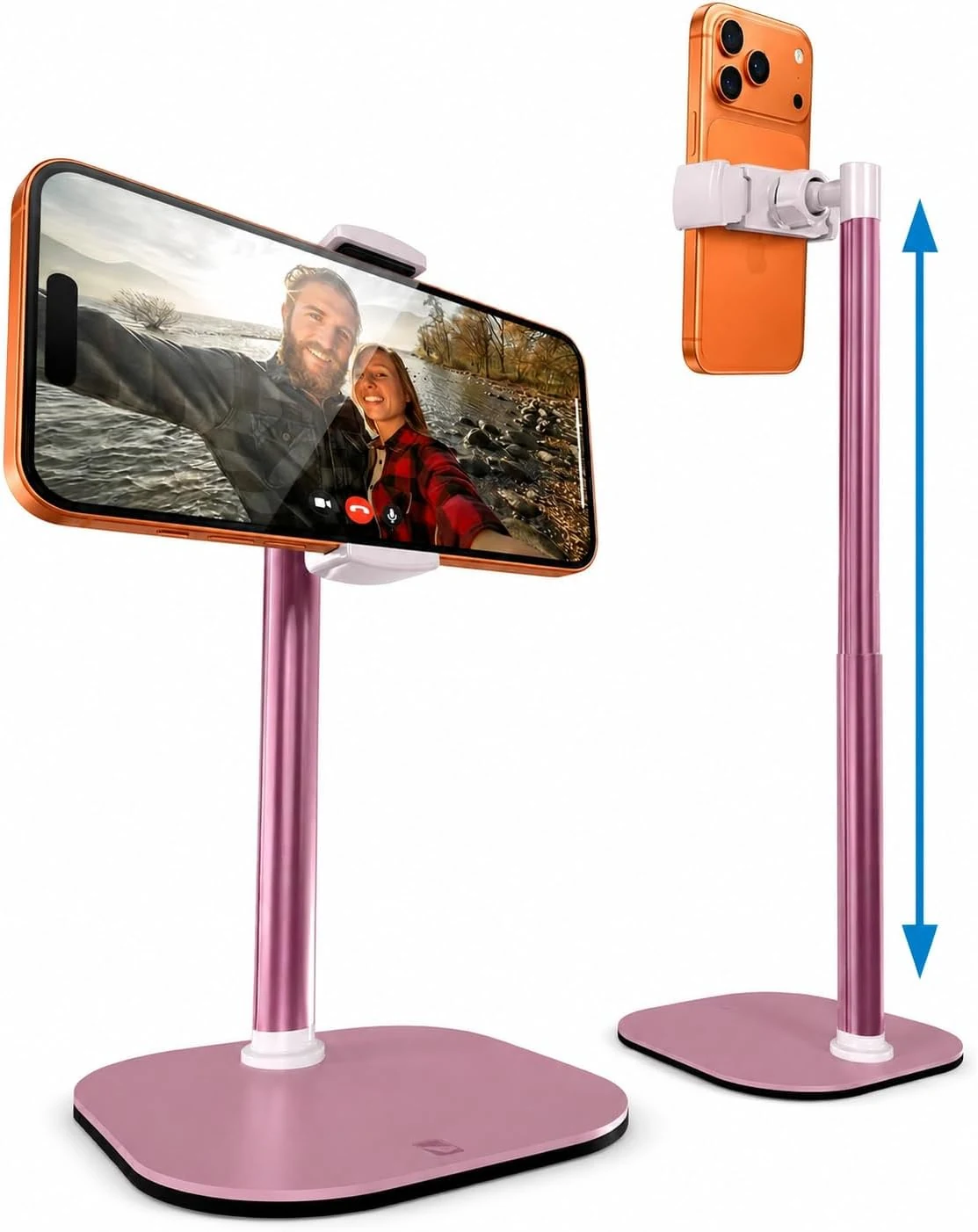COOPER ChatStand, Adjustable Cell Phone Stand for Desk, Phone Stand for Recording, iPhone Holder for Filming, Small Tripod for iPhone, Fits Samsung, Android Smartphones (Pink Rose Gold)