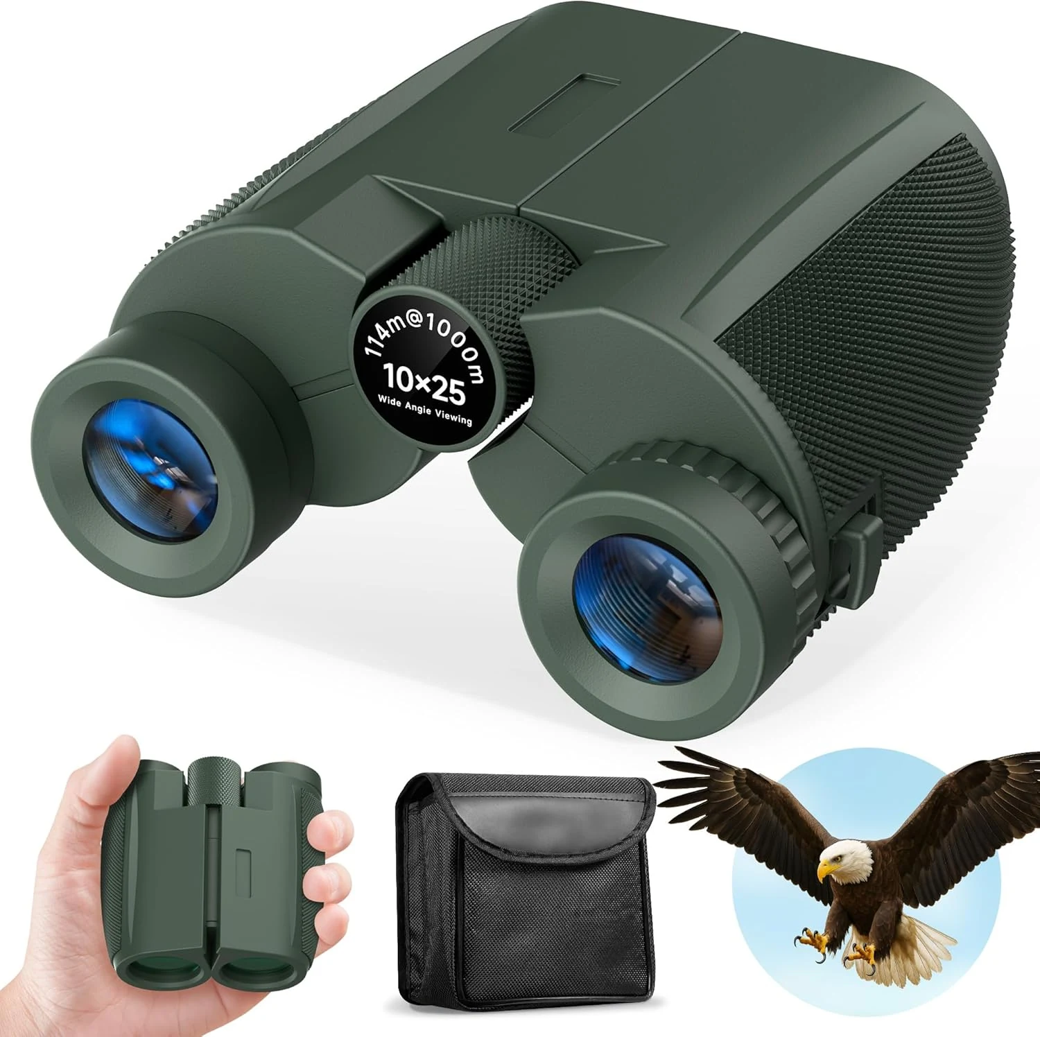 Leacco 10x25 Compact Binoculars for Adults and Kids, Large View
