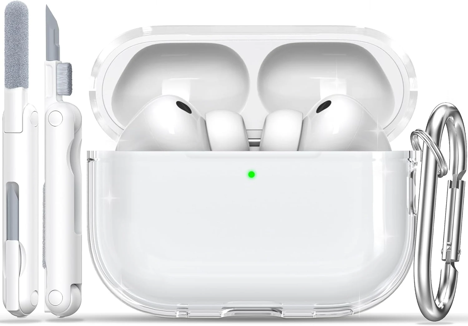 RFUNGUANGO AirPods Pro 3 Case Clear, Soft TPU Transparent with Cleaning Kit & Keychain
