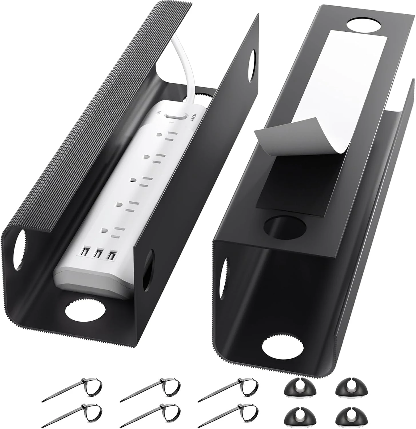Yecaye 2 Pack Cable Management Under Desk, 31.5 in Under