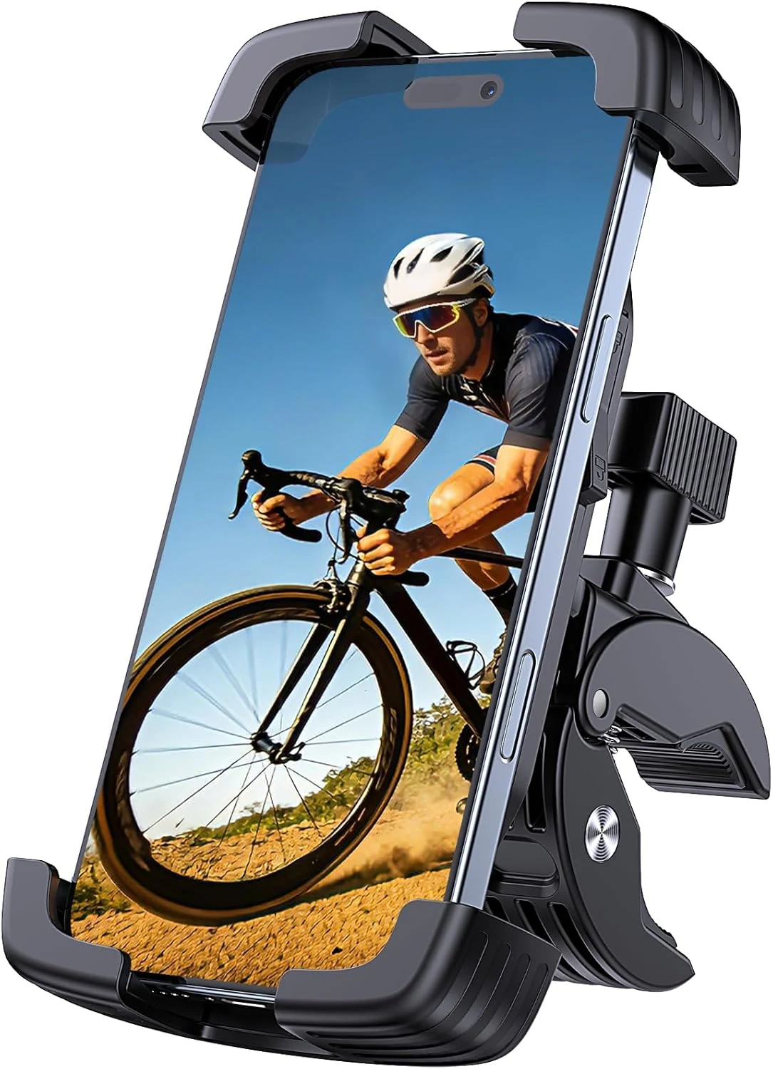 Bike Phone Holder Mount, Motorcycle Phone Mount, 360° Adjustable Phone Holde Mount for Bike and Motorcycle, Shockproof & Anti-Shake Design, Fits 4.7–7” Smartphones (Black)