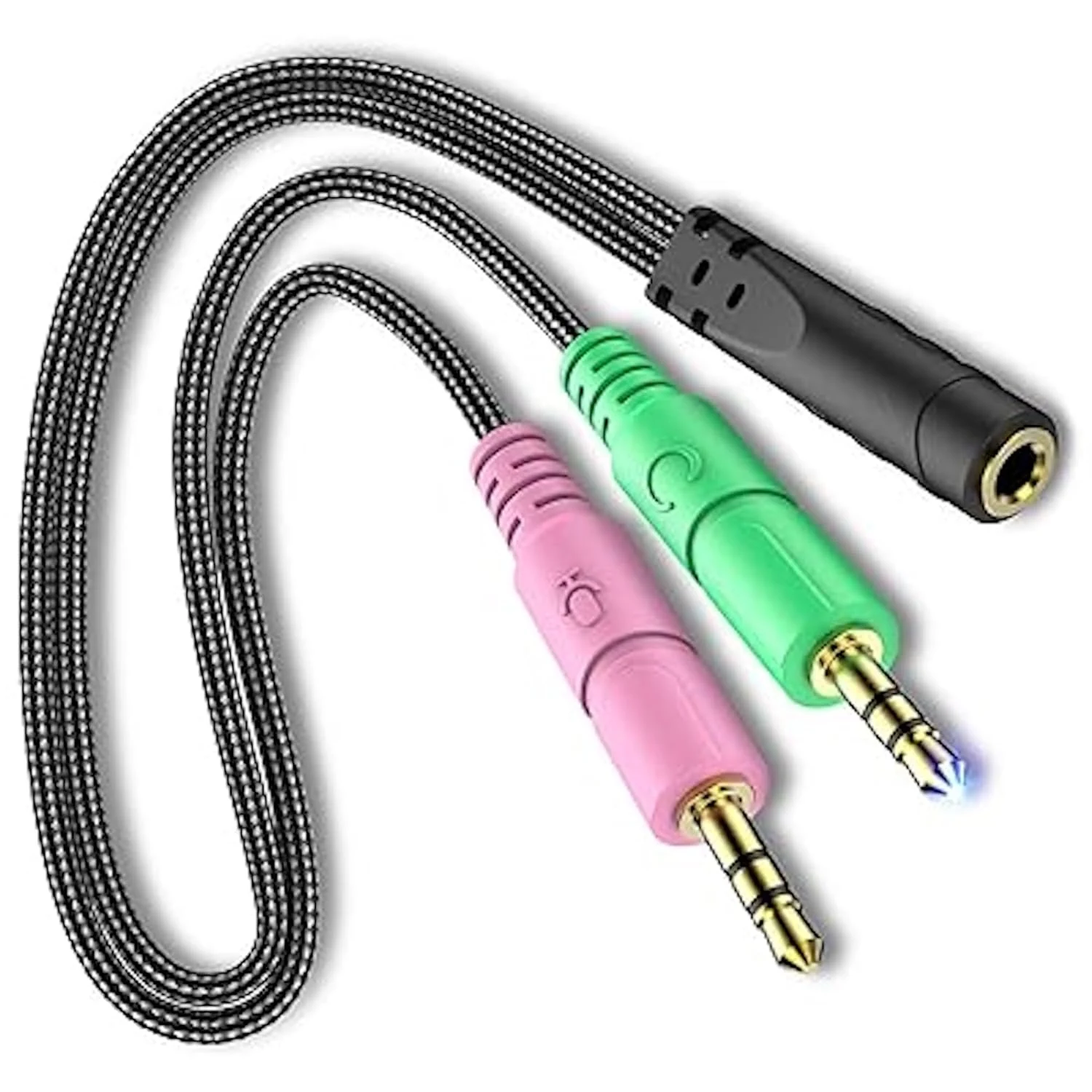 ienza PC Headset/Microphone Splitter Adapter Cable Y-Splitter Compatible with Astro A10 A40, Turtle Beach, HyperX Cloud, SteelSeries, Sennheiser, Razer & Other Gaming Smartphone Headsets