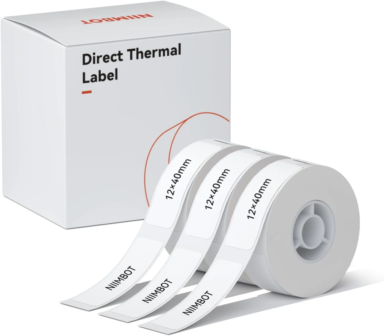 NIIMBOT Label Maker Tape for D11/D110/D101 Label Maker, 12 x 40 mm (0.47'' x 1.57''), 3Rolls for Home Office Labeling Tape Replacement, White
