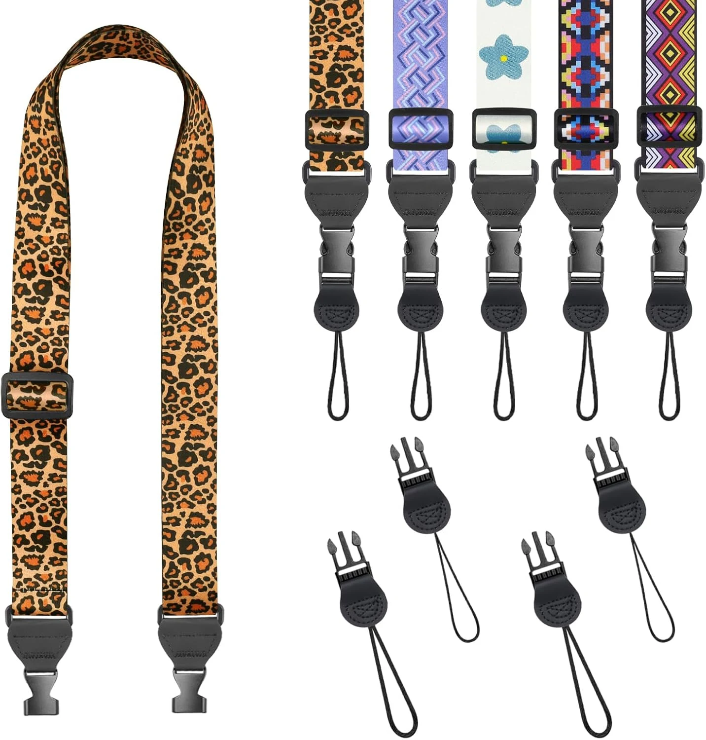 FIEIL Leopard Print Shoulder Strap, Adjustable Camera Strap with 2 Sets of Quick-Release Buckles