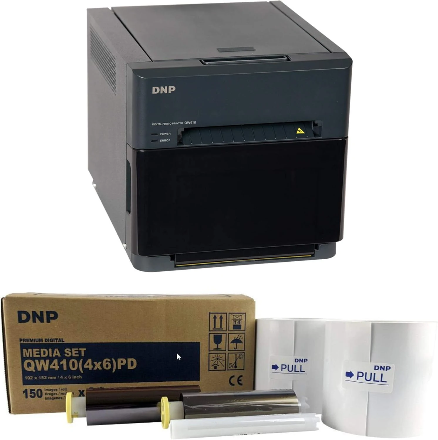 DNP QW410 4.5" Dye Sublimation Printer, 300x300 dpi, 190 4x6 Prints Per Hour QW410 Printer Media, 4 x 6