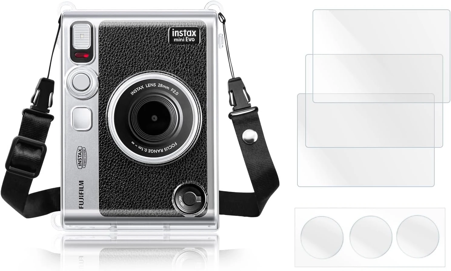 Rieibi Accessories for Fujifilm Mini Evo Instant Camera (Clear Case & Screen Protector Bundle)