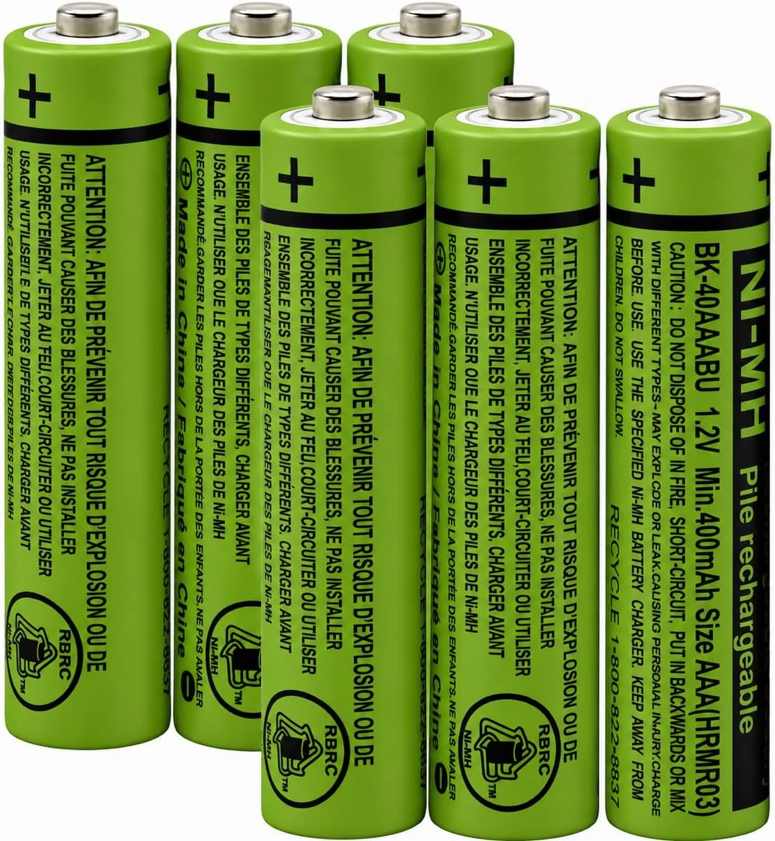 6-Pack BK-40AAABU Battery for Panasonic Cordless Phone