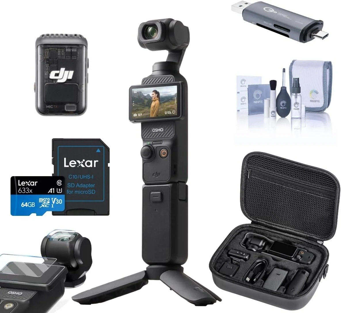 DJI Osmo Pocket 3 Gimbal Camera Creator Combo, Bundle with 64GB Memory Card, Card Reader (Creator Combo Bundle)