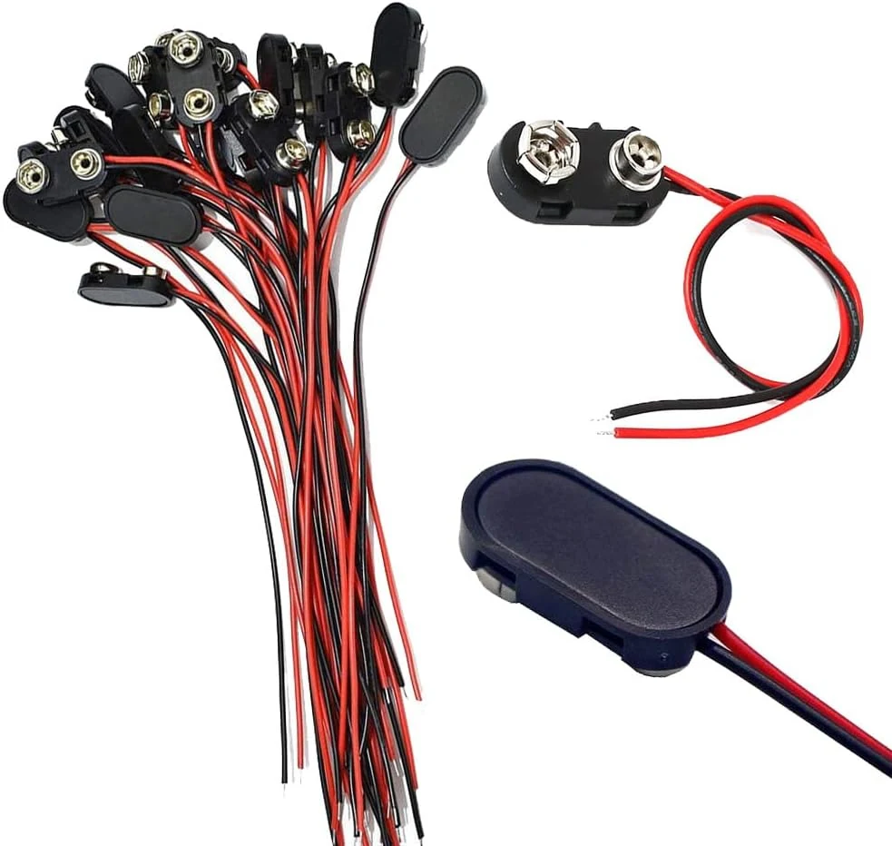 60 Pack 9V Battery Connector, 9 Volt Battery Connectors with Wires Hard Plastic Shell Used in Arduino Electronics, Student Experiment, STEM Projects, and Research (I-Type)