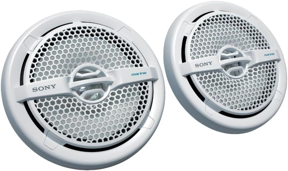Sony Marine Audio Speakers Stereo Marine Use Certified with 6.5 Inch Dual Cone Design for Boats, Pools, and Other Outdoor Audio Systems, White