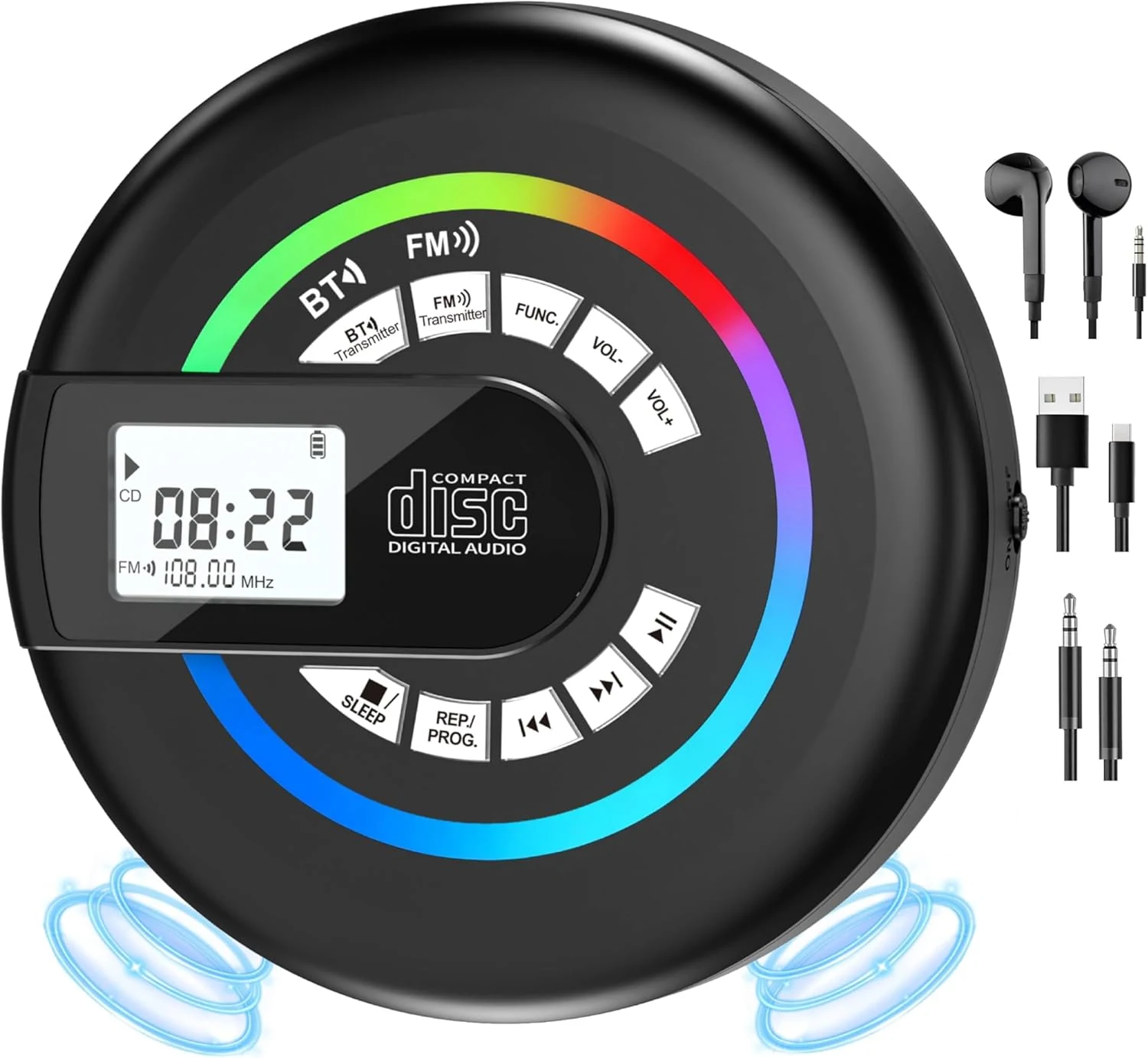 Portable CD Player with Speaker Bluetooth CDPlayer with FM Transmitter