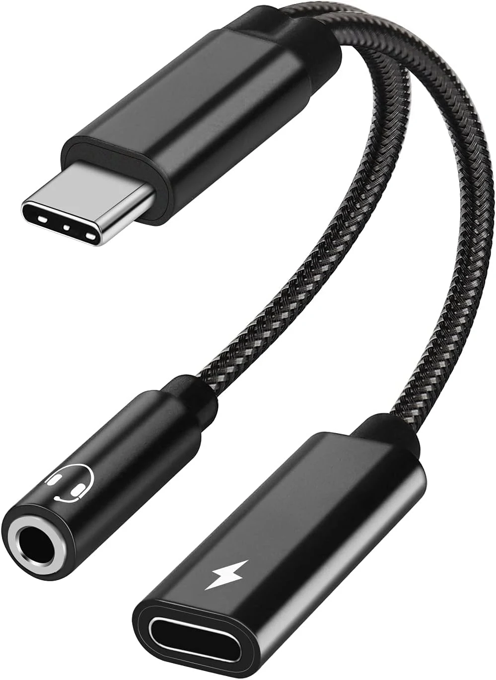 2 in 1 USB C to 3.5mm Headphone and Charger Adapter (USB-C to AUX + PD 60W)
