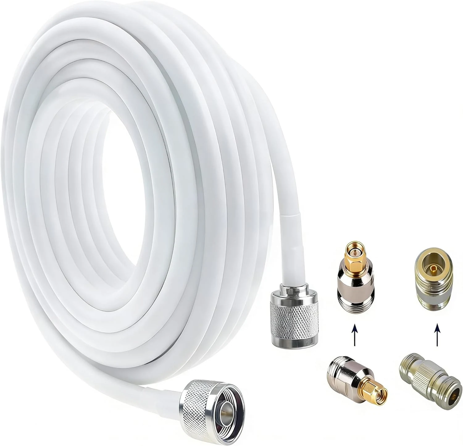 N Male to N Male Coaxial Cable 50ft (3D-FB) with N-N and N-SMA Adapters