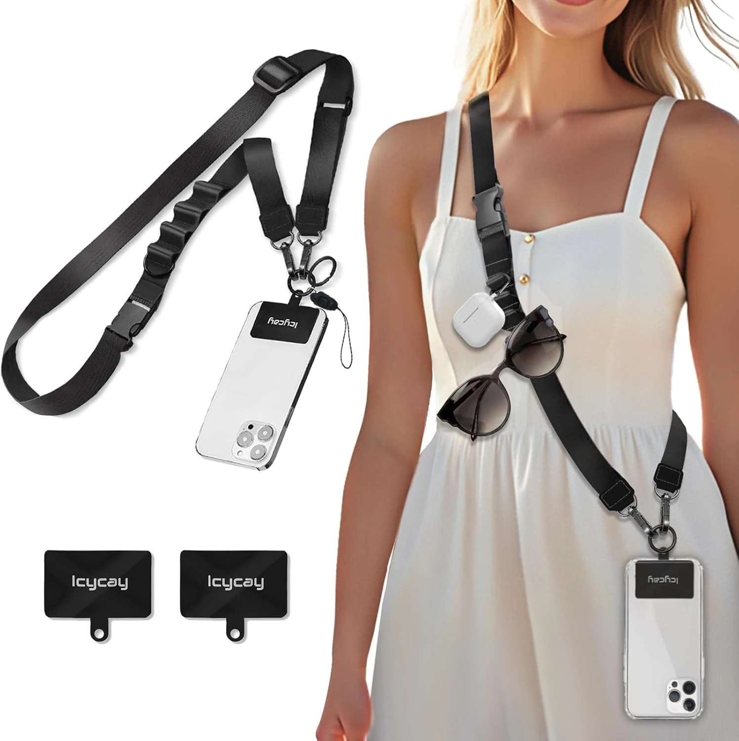 Icycay Phone Lanyard Crossbody, Black Cell Phone Strap for Around review