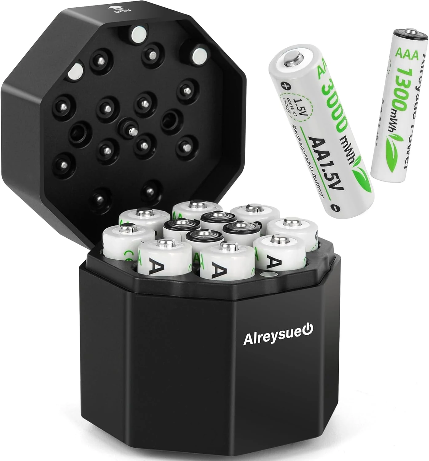 12Pack Rechargeable AA & AAA Battery Pack with Charger Startion (8pcs AA + 4pcs AAA)