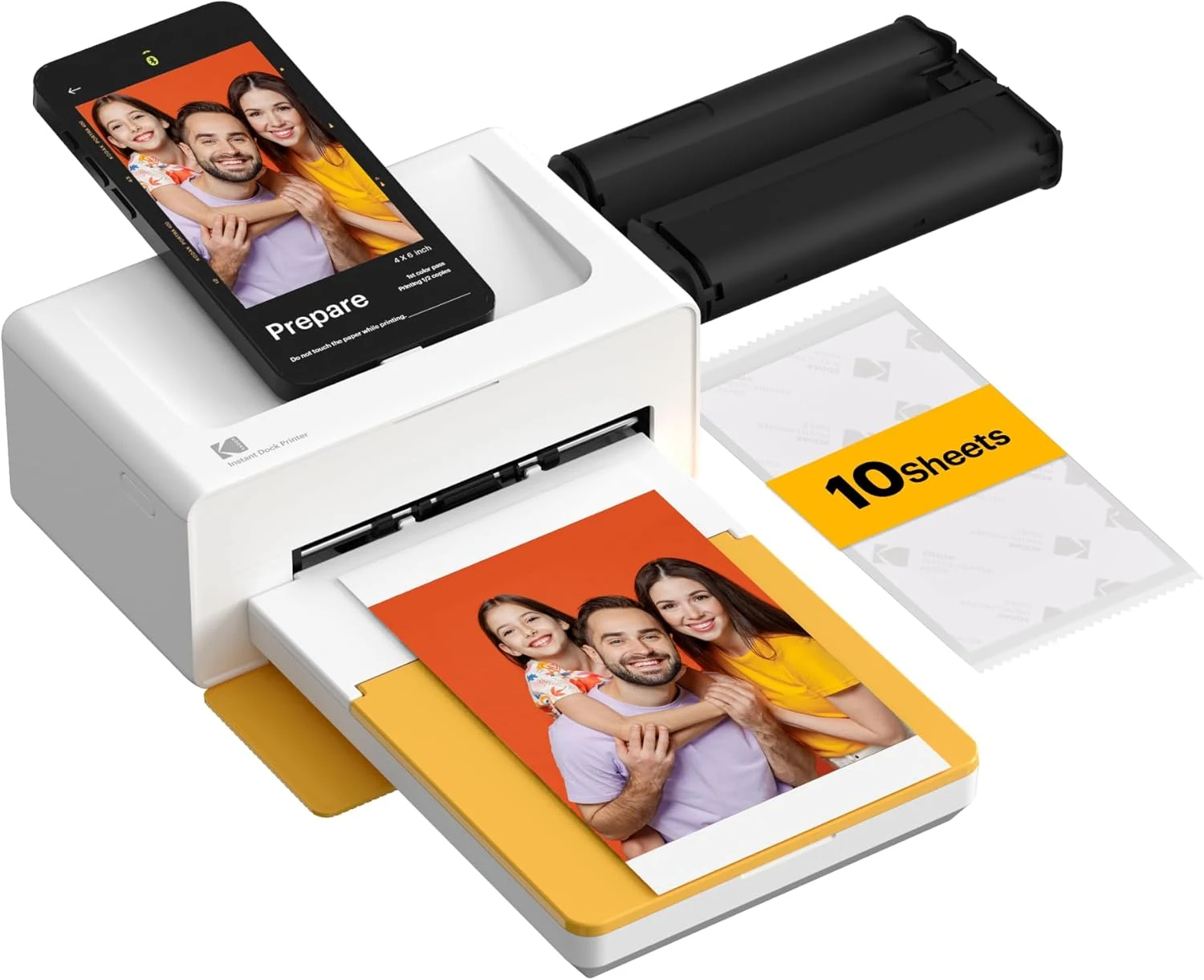 KODAK Dock Plus 4x6'' Photo Printer, 10 Sheets, Docking & Bluetooth Smartphone Printer for iPhone & Android