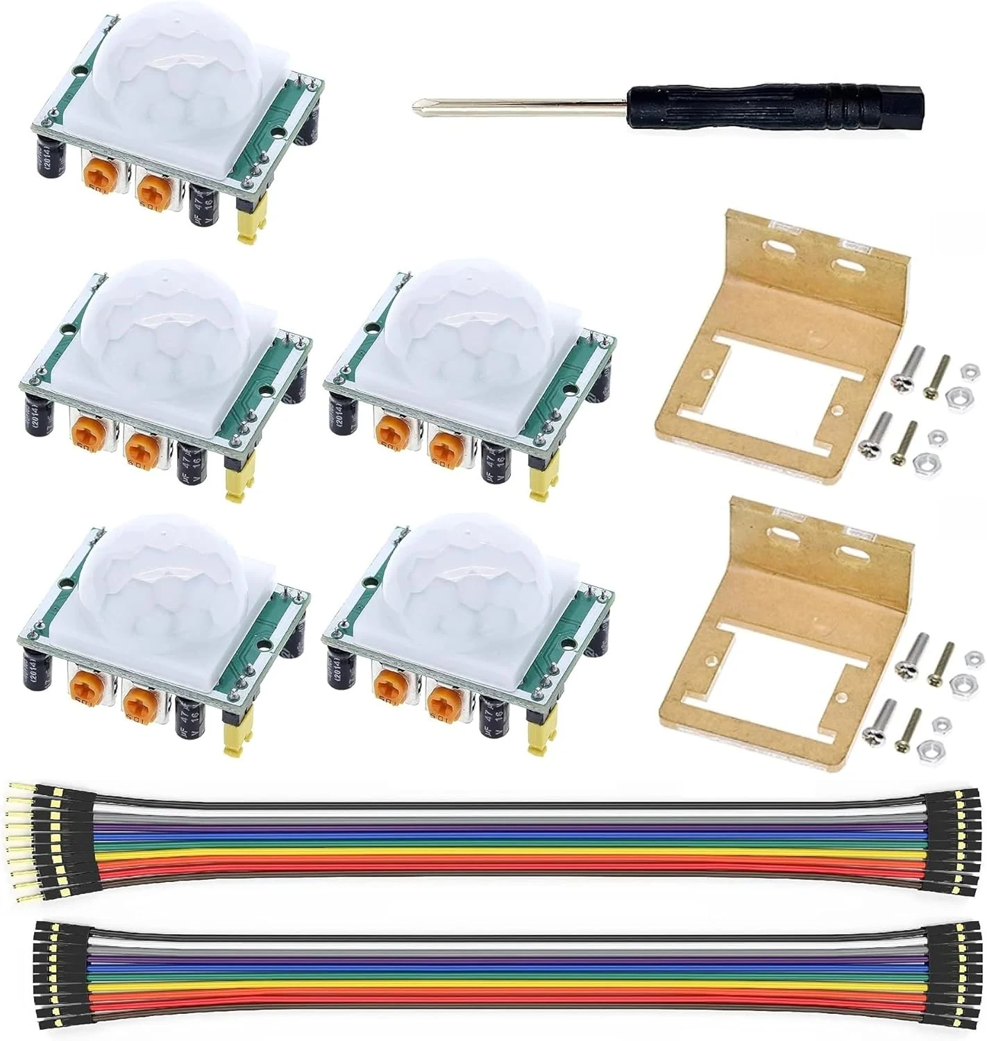 WWZMDiB 5 Pcs PIR Sensor Compatible with HC-SR501 PIR Motion Module (with 2 cases)