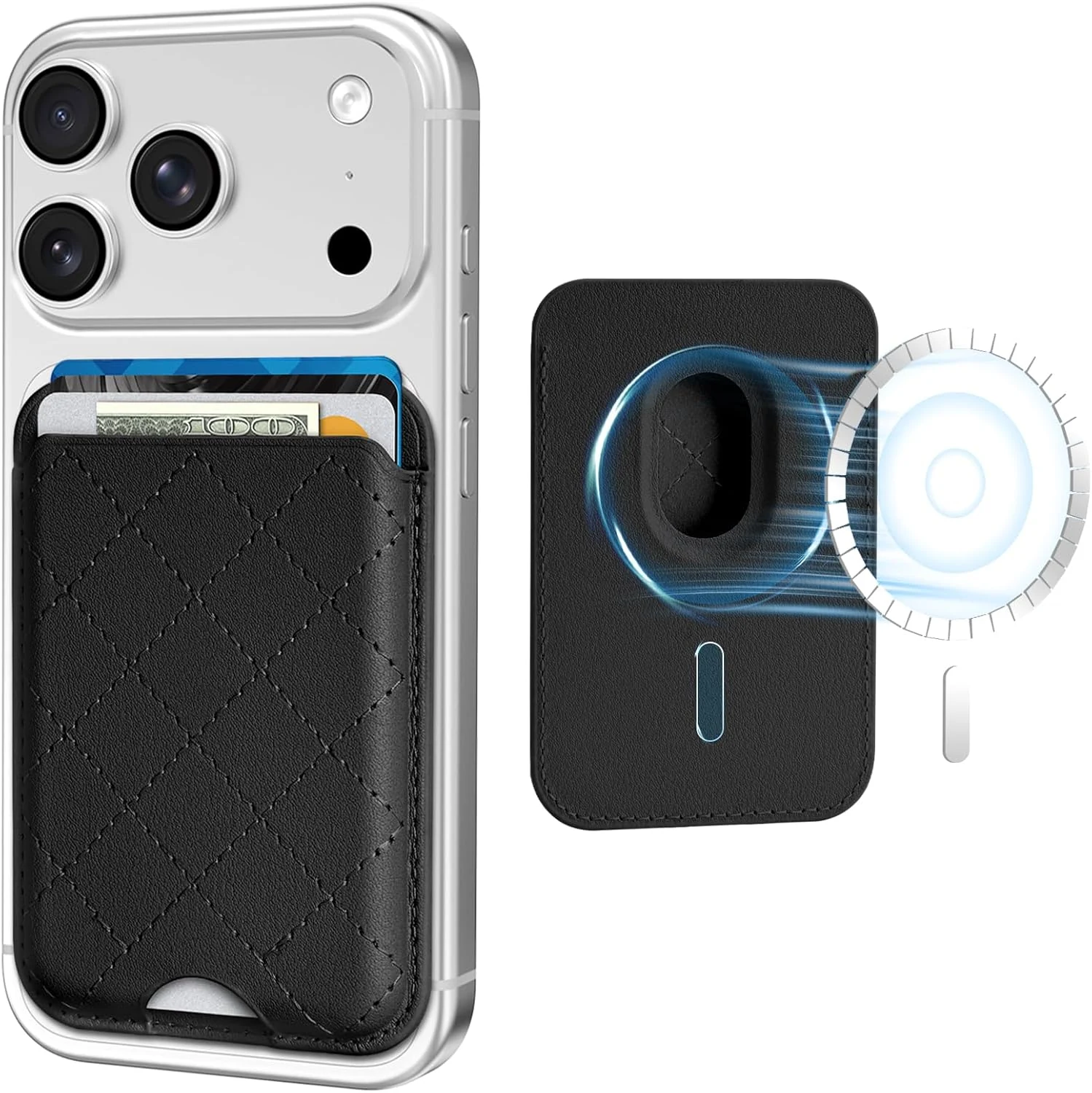 Dadanism Compatible with Magsafe Wallet Magnetic 3-Card Holder, Magnetic Wallet for iPhone