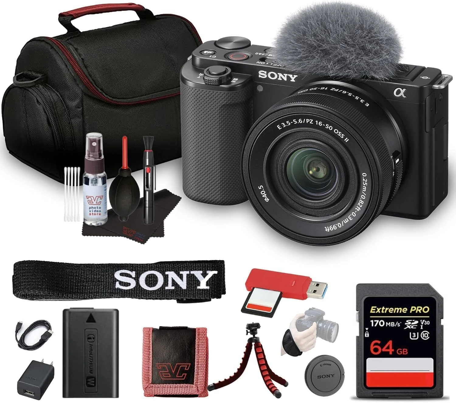 Sony ZV-E10 Mirrorless Camera Kit with 16-50mm II Power Zoom Lens (Black)
