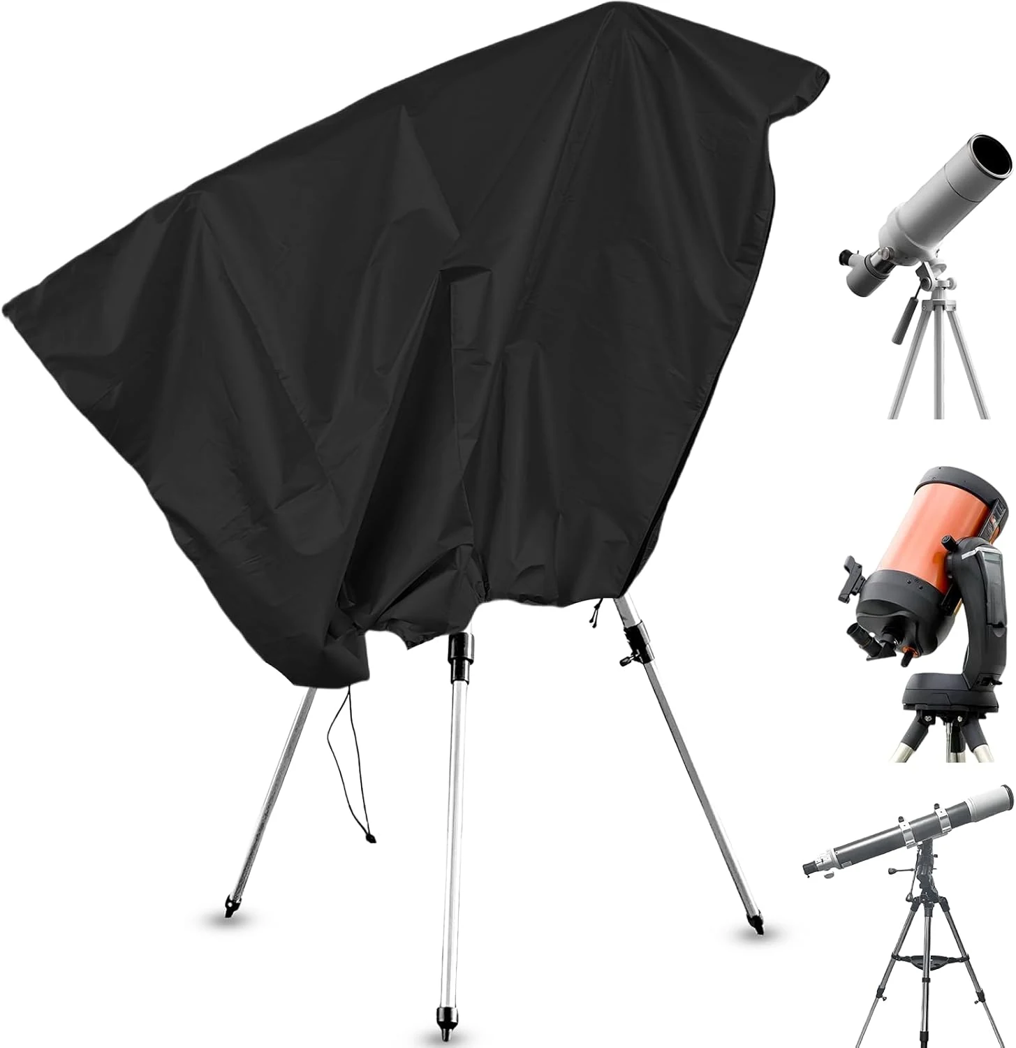 Telescope Cover with Adjustable Drawstring Zipper Waterproof Outdoor Astronomical Telescope Cover Dust Cover for Outdoor Indoor, 150x85CM/59x33Inch