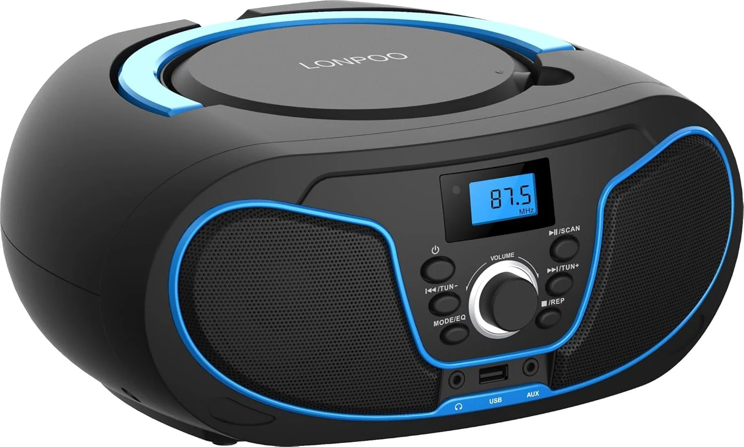 LONPOO Portable CD Boombox (LP-D02) with Bluetooth 5.3, FM Radio, USB and AUX
