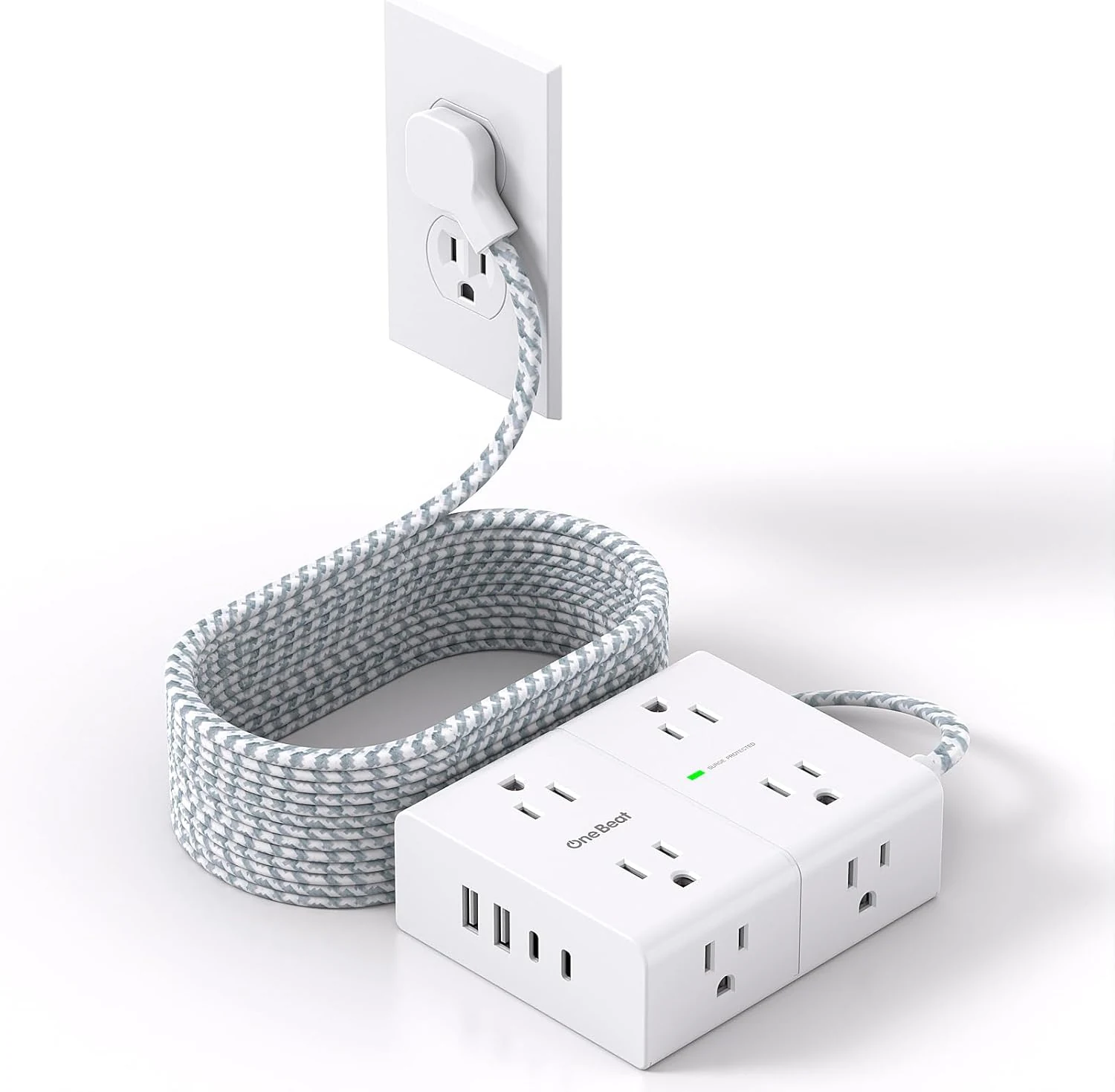 One Beat Surge Protector Power Strip 15 Ft Cord, Ultra Thin Flat review
