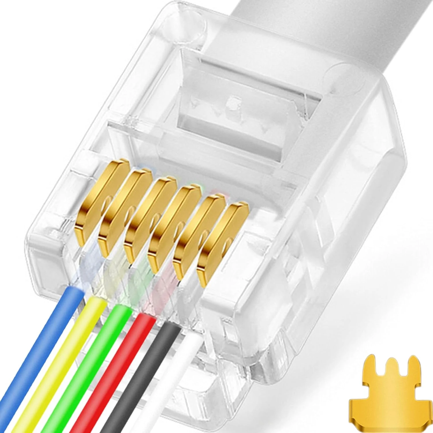 NECABLES 20Pack RJ11/RJ12 Pass Through Connector 6P6C Telephone Modular Plug