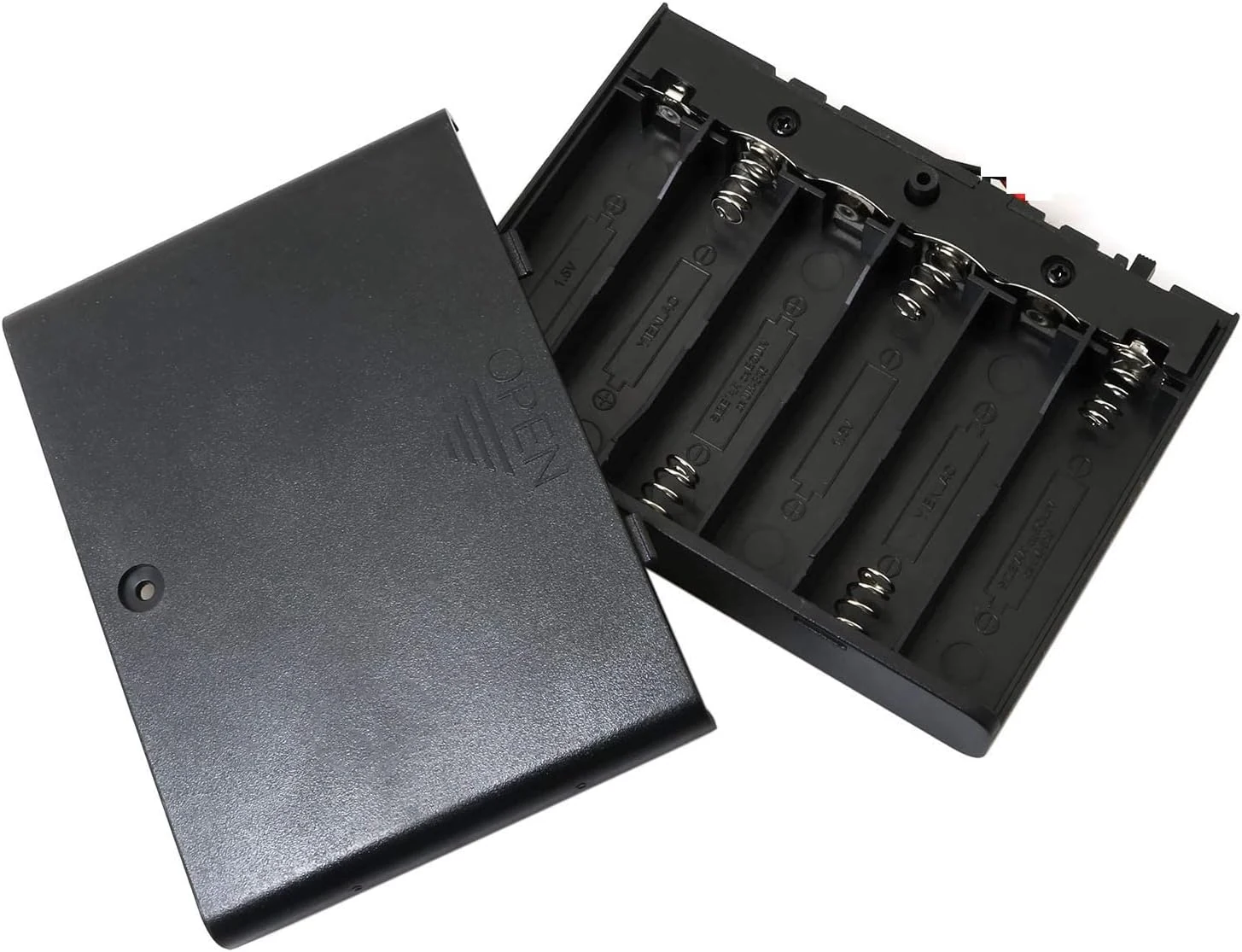 E-outstanding 9V Battery Holder 6X 1.5V AA Battery Storage Case Black Box with ON/Off Switch and Wire Leads