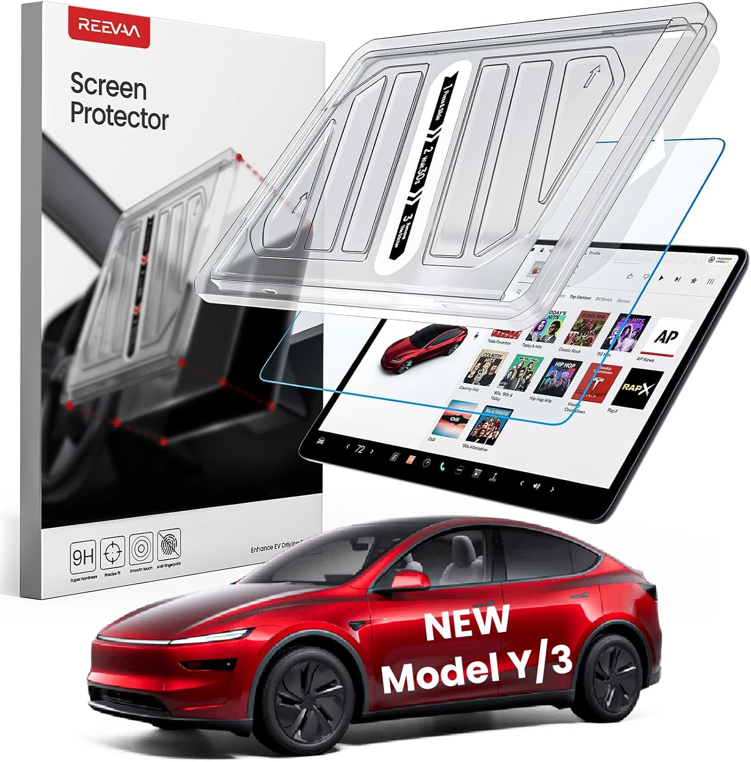 REEVAA Screen Protector for Tesla Model Y Juniper & Model 3 Highland 2026 Standard (Matte)