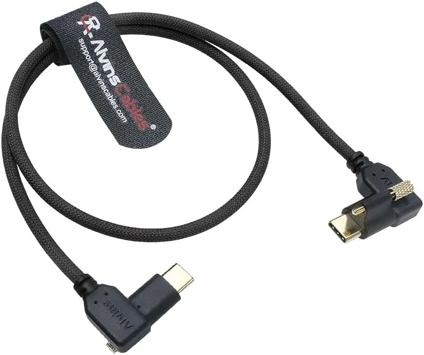 Alvin's Cables Locking USB-C to USB-C Power Cable Ultra-Flexible for Blackmagic Pyxis Monitor,URSA Cine EVF, USB-C 3.2 10Gbps Data Transfer Cable for Blackmagic Micro Studio 4K G2 20in