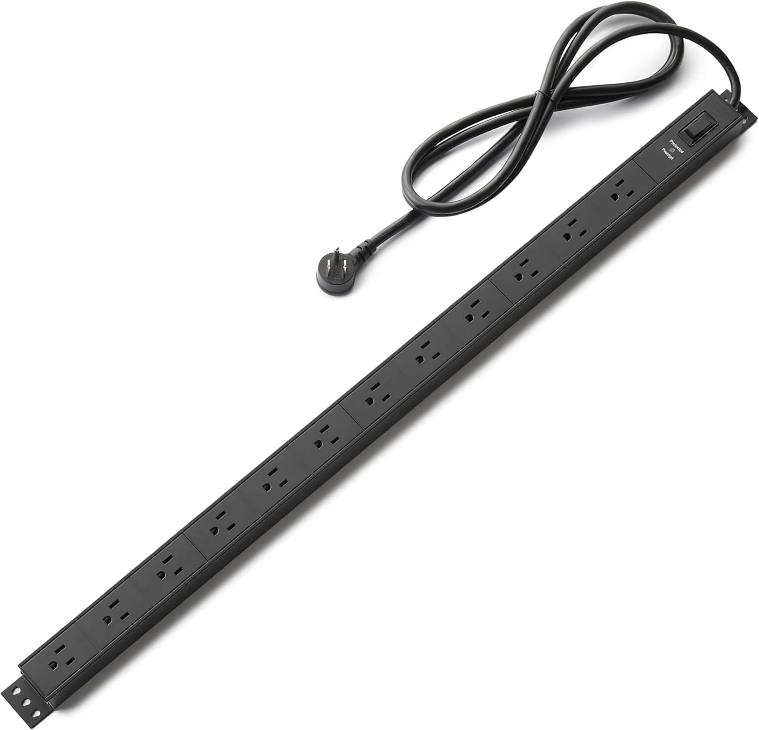 Amazon Basics Surge Protector Power Strip, 12-Outlet, Heavy Duty, Metal, 600 Joules, 6ft Extension Cord, Wide Spaced, Mountable, Black