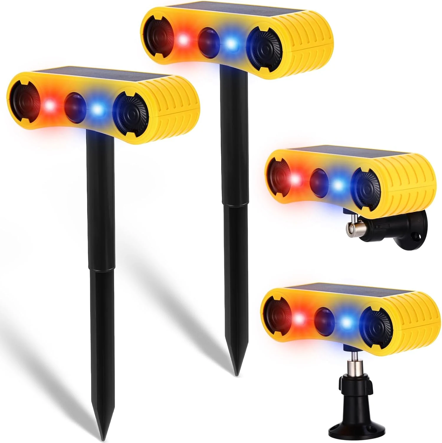 Qualirey 2 Pack Solar Outdoor Motion Sensor Alarm with Stake Animal Deterrent