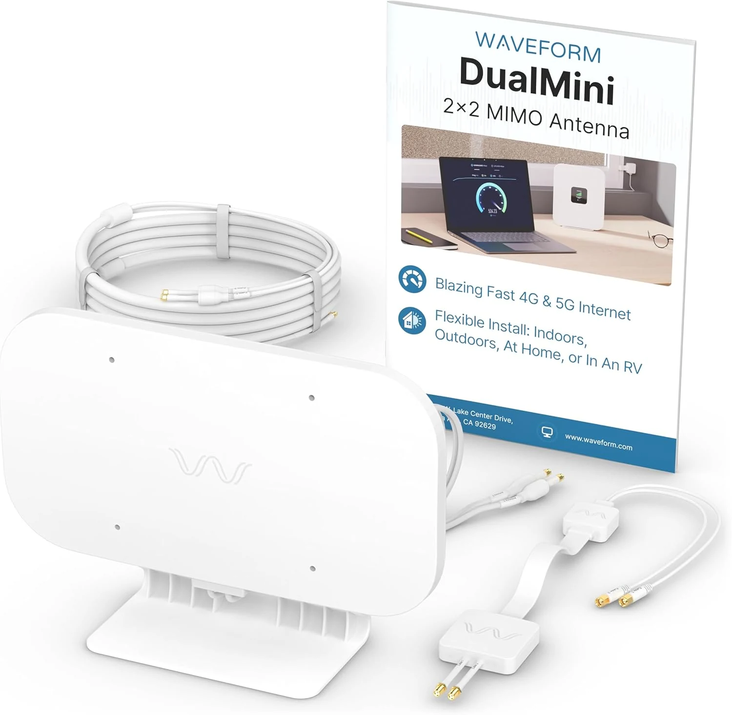 Waveform DualMini: Low-Profile 2x2 MIMO Window Antenna Kit | Omnidirectional 4G/5G Routers & Hotspots for Netgear M5 & M6, Verizon, AT&T