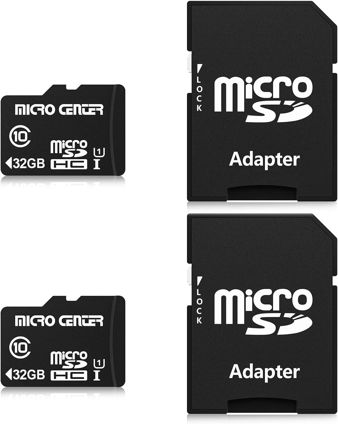 INLAND Micro Center 32GB Class 10 MicroSDHC Flash Memory Card with Adapter (2 Pack)