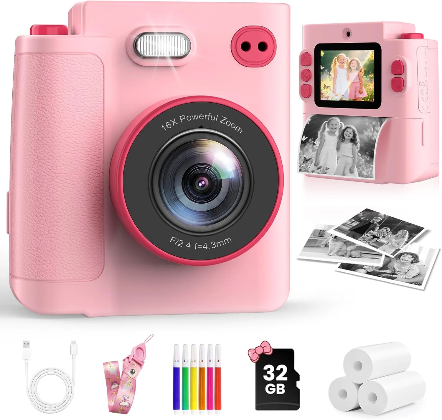 MYSTILUCK Kids Camera Toys for 3 4 5 6 7 8 9 10 Year Old Girls Boys (Pink)