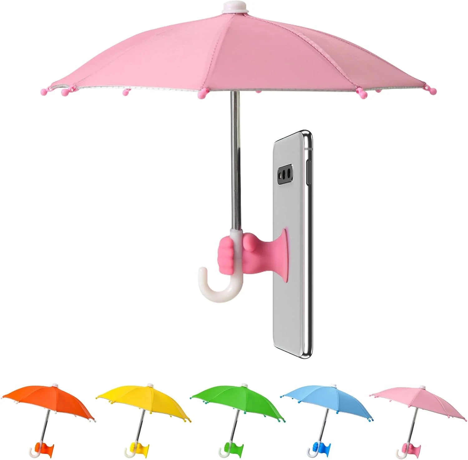 Phone Umbrella Stand, Sun Shade Mini Umbrella for Cell Phone with Adjustable Fist Style Suction Cup, Universal Anti-Glare Sun Visor for Outdoor