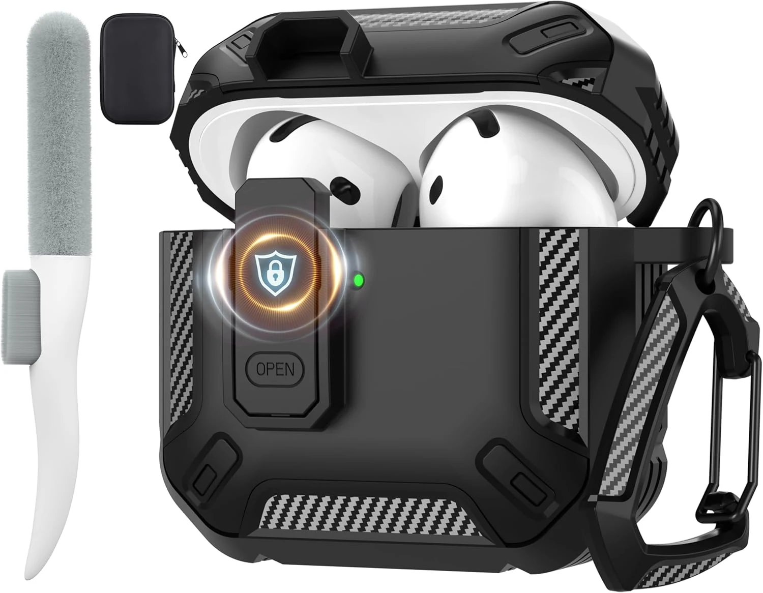 Maxjoy for AirPods 4 Case with Lock, AirPods 4th Generation Case Cover with Cleaner Kit Shockproof AirPod Gen 4 Protective Cases with Keychain Compatible with Apple AirPods4 2024 2025, Black