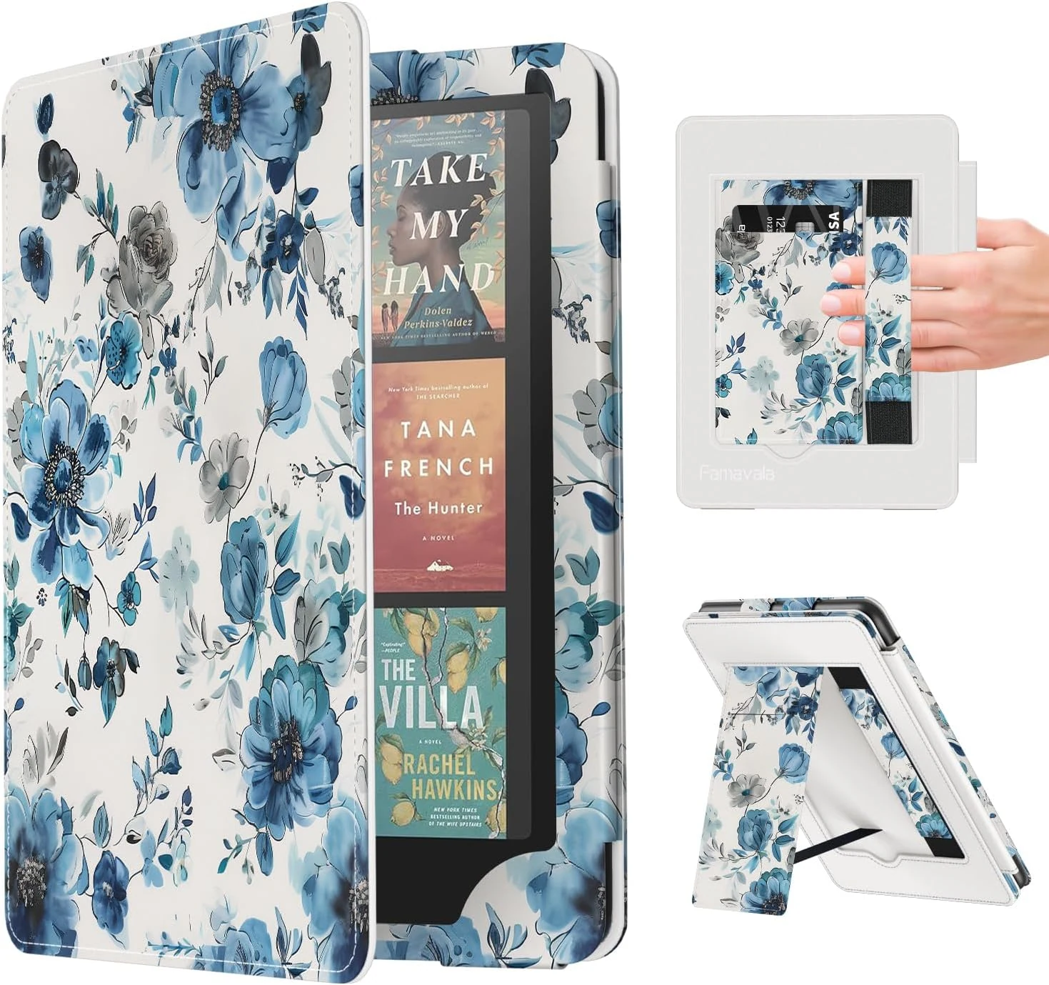 Case Cover for 7"/6.8" Kindle Paperwhite Signature Edition (12th/11th Generation, 2024/2021 Release) and Kindle Colorsoft Signature Edition 1st Gen (Blue Floral)