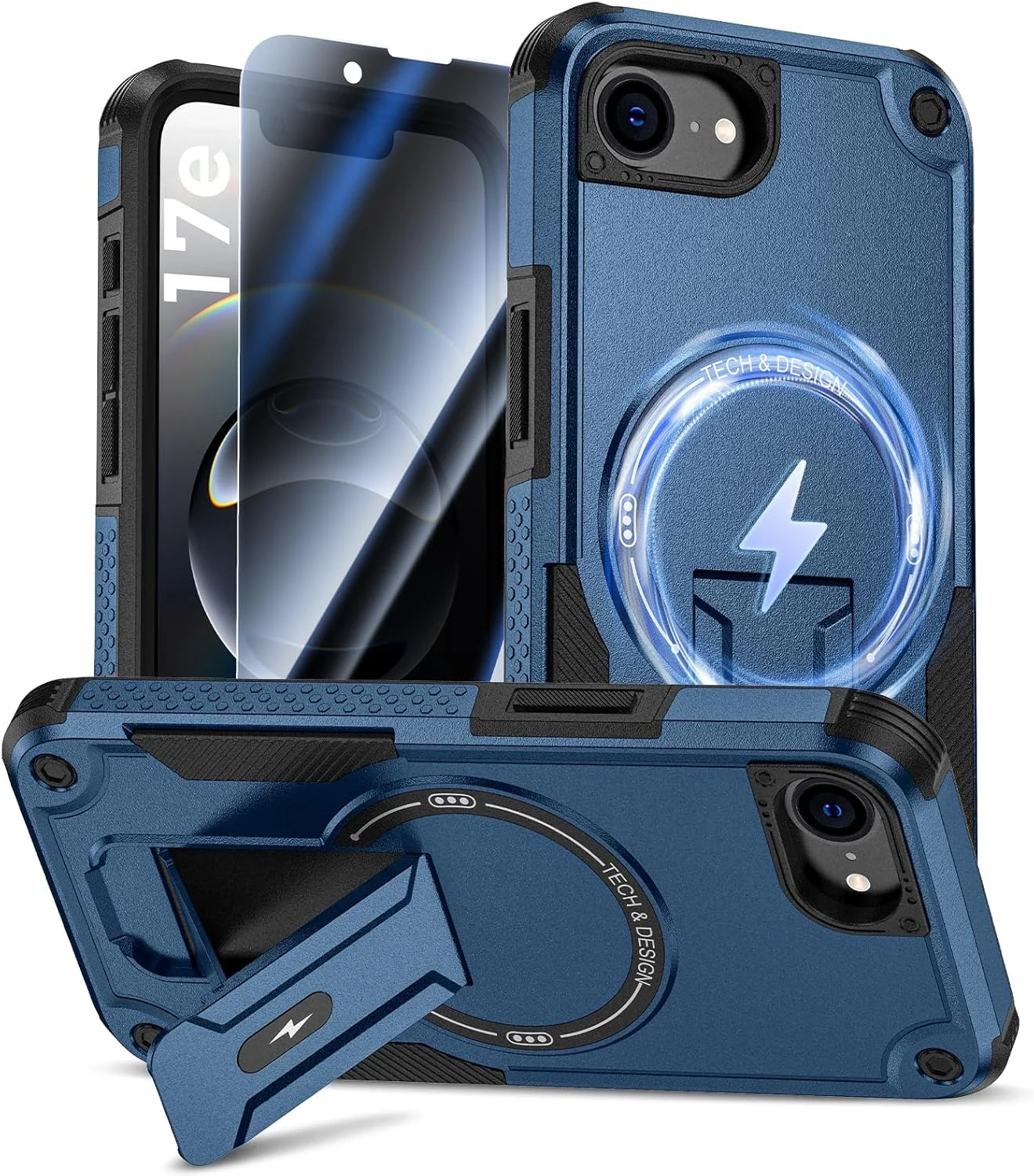 Goton for iPhone 17e/16e Case with Privacy Tempered Glass Screen Protector