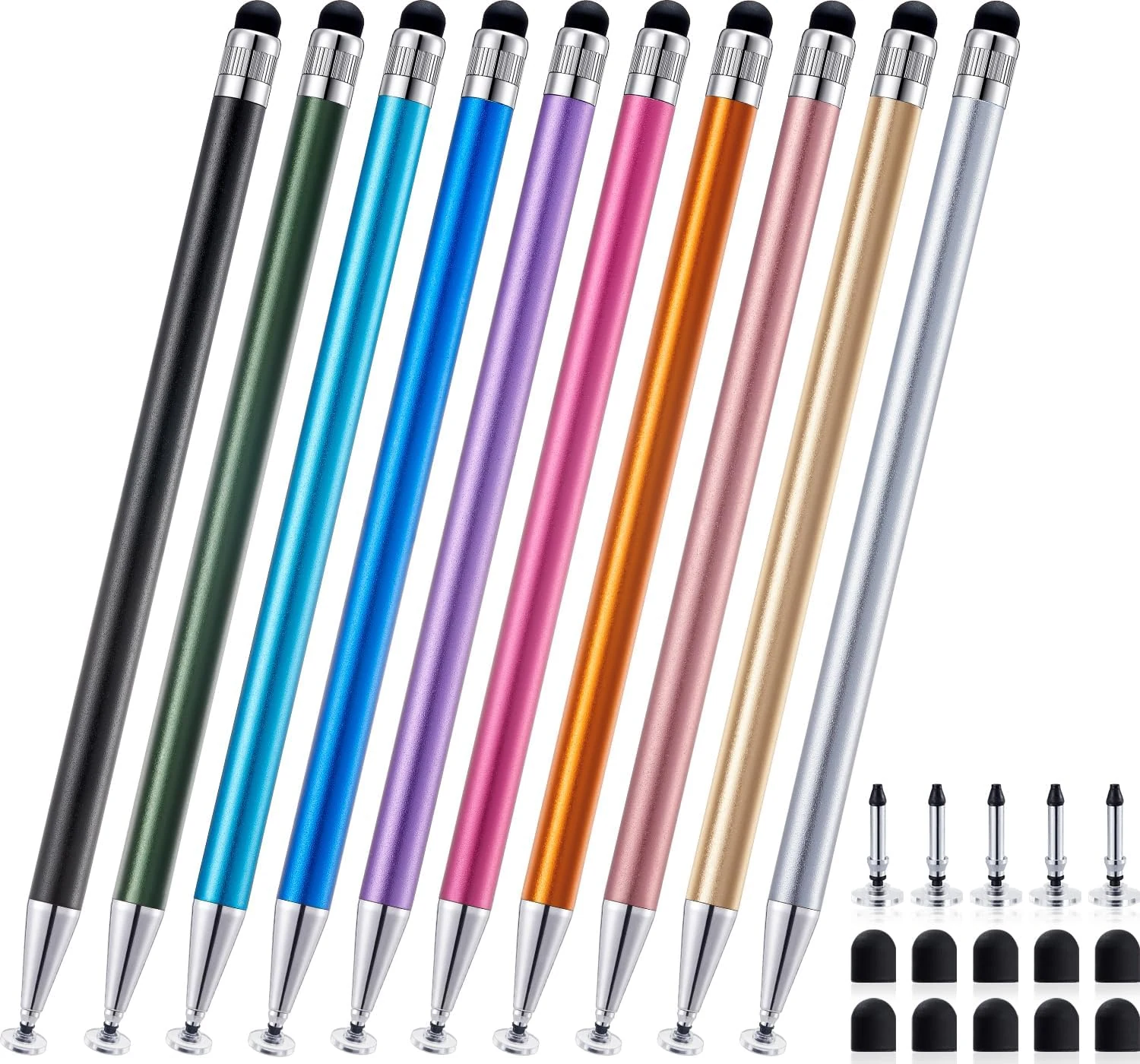 LINFANC 10 Pcs 2-in-1 Stylus Pen for Touchscreen, High Precision & Sensitivity Stylus Pen for iPad/iPhone/Android Tablets, Compatible with All Touch Screens