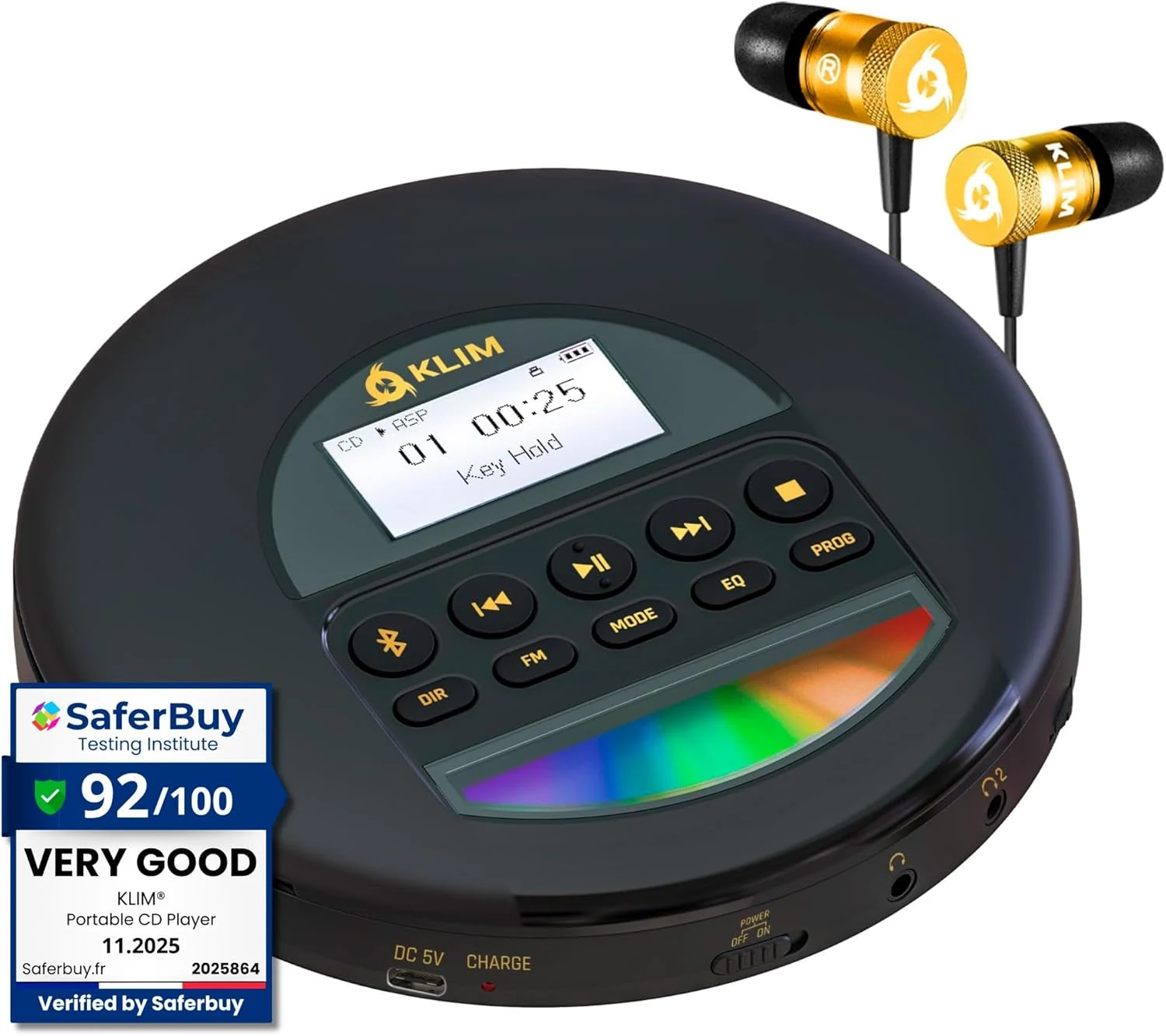 KLIM Nomad Portable CD Player (Bluetooth, TF card, FM radio)