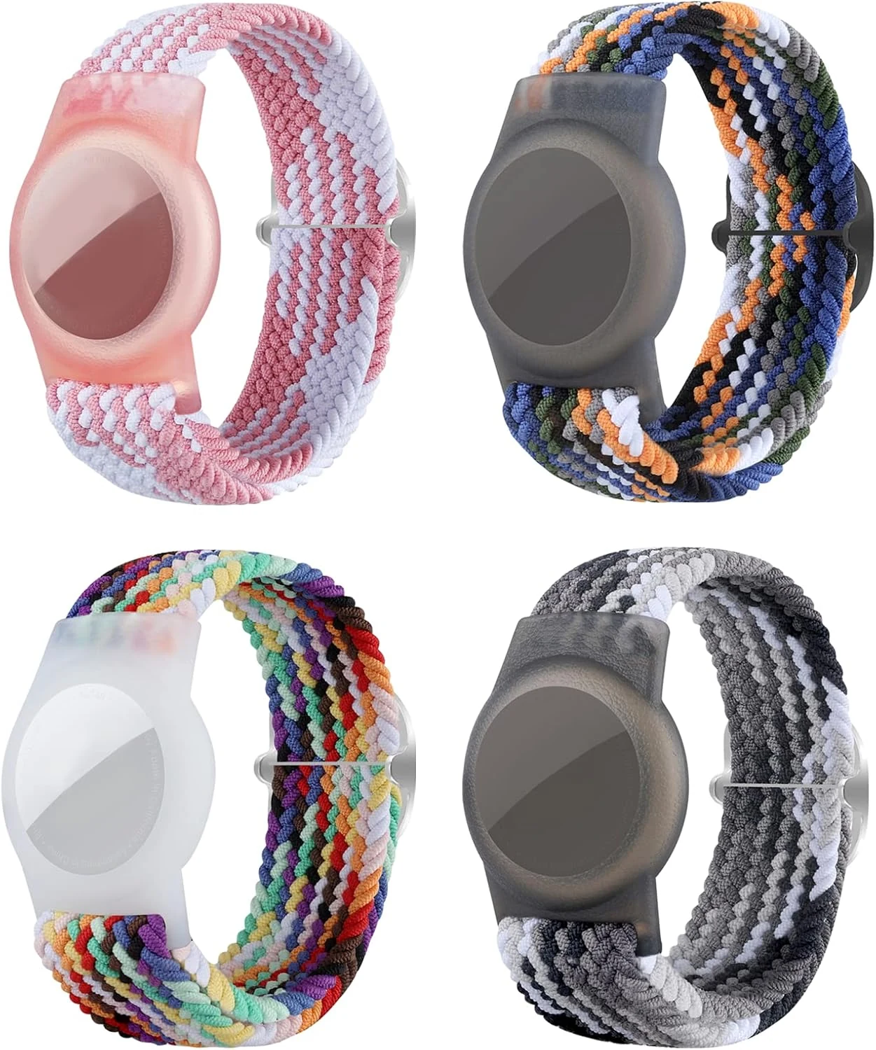4 Pack Kids Bracelet Compatible with AirTag, GPS Kid Tracker Holder Braided Wristband