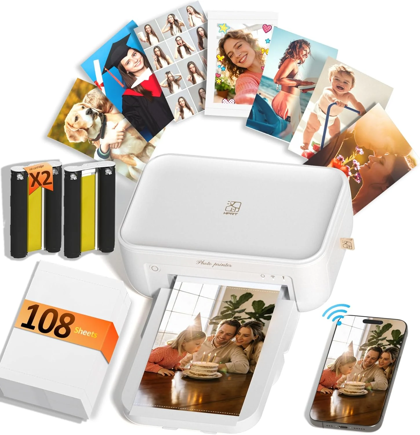 HPRT CP4100 4x6 Photo Printer with 108 Sheets & 2