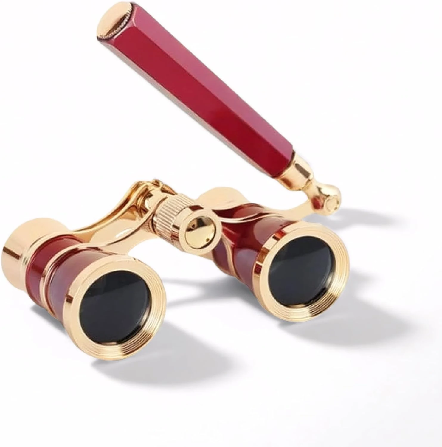 Avkoohum Opera Glasses Binoculars, 3X25 Theater Binoculars with Foldable Handle (Red with Handle)